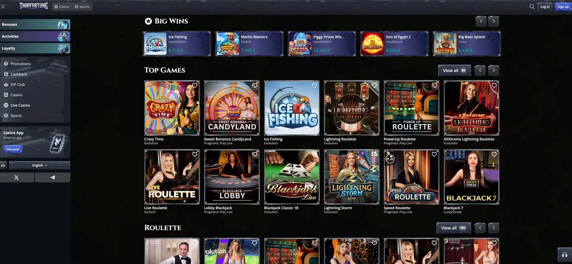 Casino en direct Thorfortune preview